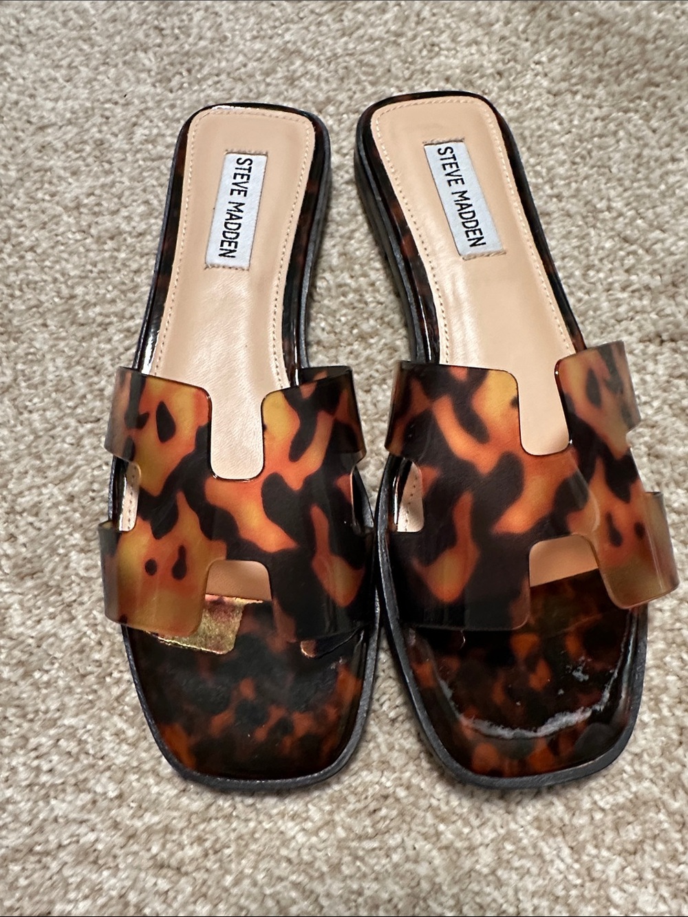 Steve Madden Tortoiseshell Slide Sandals - Brown/Black - Picture 4 of 4